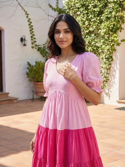 Pink Embellished Cotton Anarkali Gown