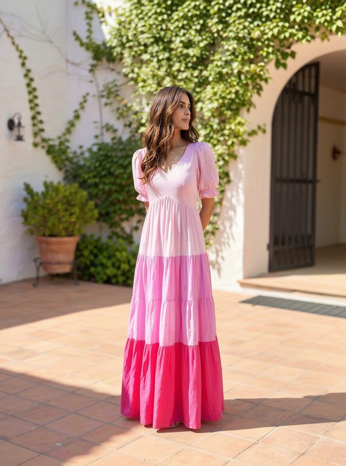 Pink Embellished Cotton Anarkali Gown