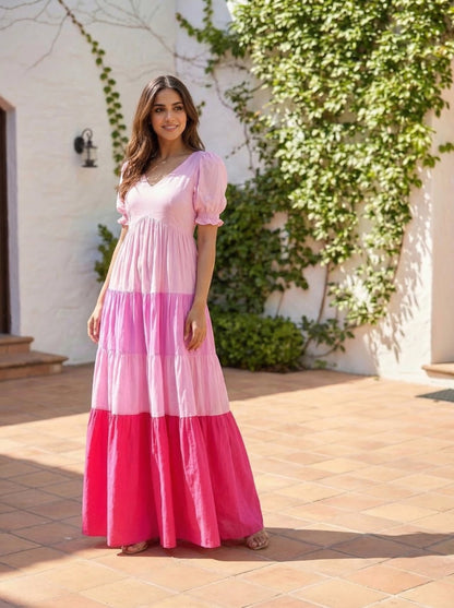 Pink Embellished Cotton Anarkali Gown
