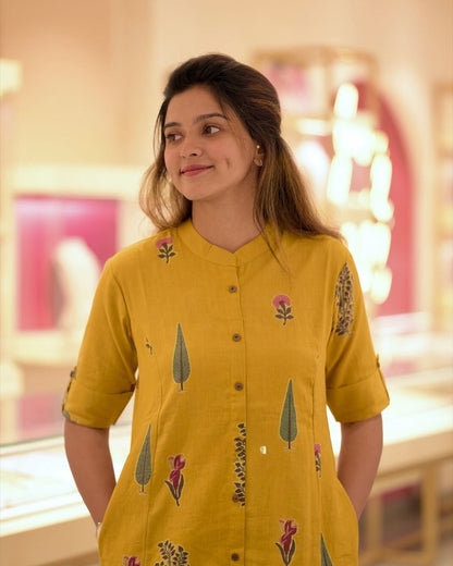 Yellow Printed Cotton Co-Ord Set